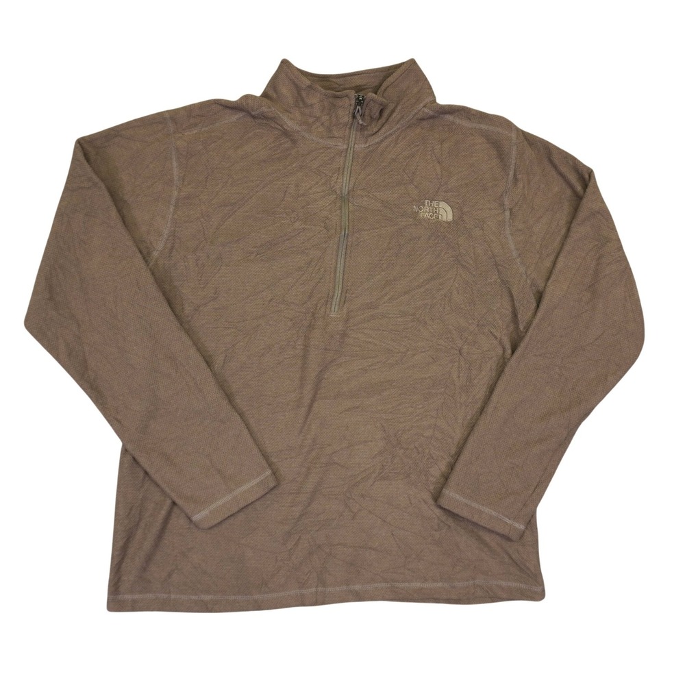 The North Face Quarter Zip Pullover Mens XL Brown Grid Fleece Hiking Sweater